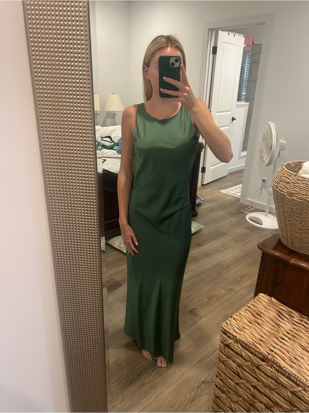Sincerely Jules Olive Green Satin Maxi Dress